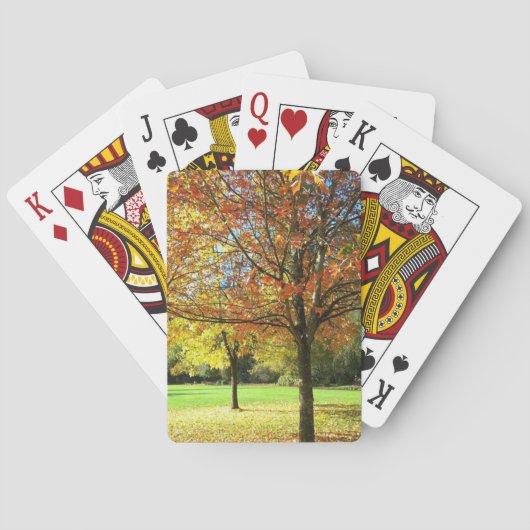 Farbige Herbstbäume Spielkarten (Rückseite)
