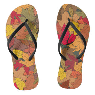 Farbige Herbstblätter Badesandalen