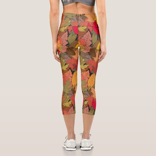 Farbige Herbstblätter Capri Leggings (Rückseite)