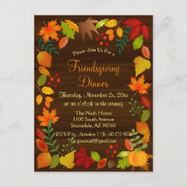 Farbige Herbstblätter für Erntedank Einladungspostkarte