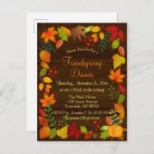 Farbige Herbstblätter für Erntedank Einladungspostkarte (Vorne/Hinten)