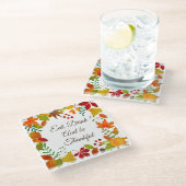 Farbige Herbstblätter für Erntedank Glasuntersetzer (Schrägansicht)