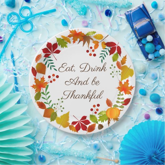 Farbige Herbstblätter für Erntedank Pappteller (Party)