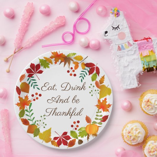 Farbige Herbstblätter für Erntedank Pappteller (Party)