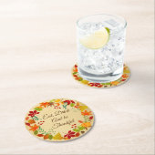 Farbige Herbstblätter für Erntedank Runder Pappuntersetzer (Vor Ort)