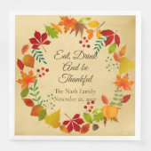 Farbige Herbstblätter für Erntedank Serviette (Vorderseite)