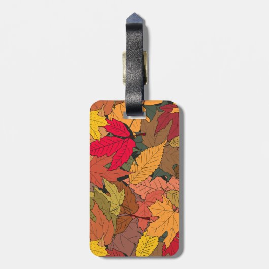 Farbige Herbstblätter Gepäckanhänger (Rückseite vertikal)