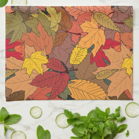 Farbige Herbstblätter Geschirrtuch (Gefaltet)