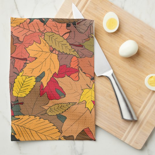 Farbige Herbstblätter Geschirrtuch (Viertel Falte)