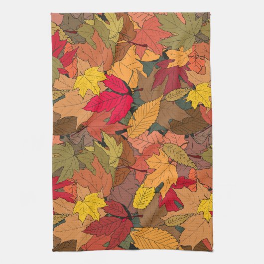 Farbige Herbstblätter Geschirrtuch (Vertikal)