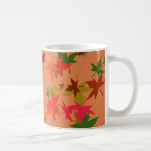 Farbige Herbstblätter gestalten Kaffeezubereitung  Kaffeetasse