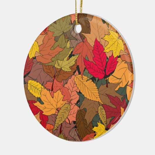Farbige Herbstblätter Keramik Ornament (Links)
