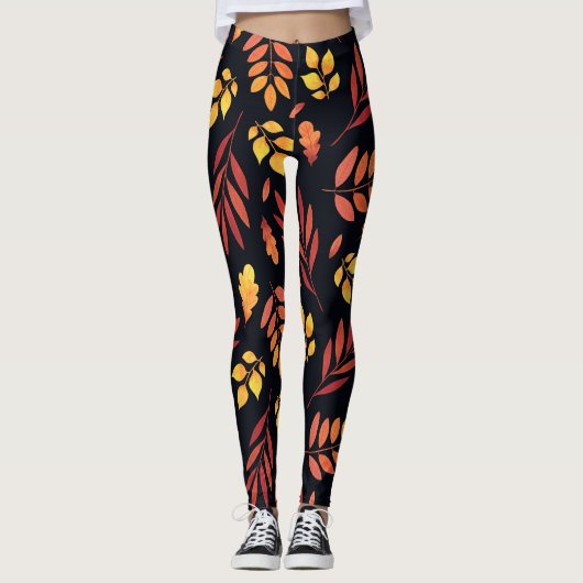 Farbige Herbstblätter Leggings (Vorderseite)