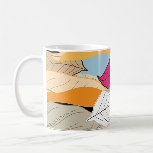 Farbige Herbstblätter, nahtloses Muster. Kaffeetasse (Links)