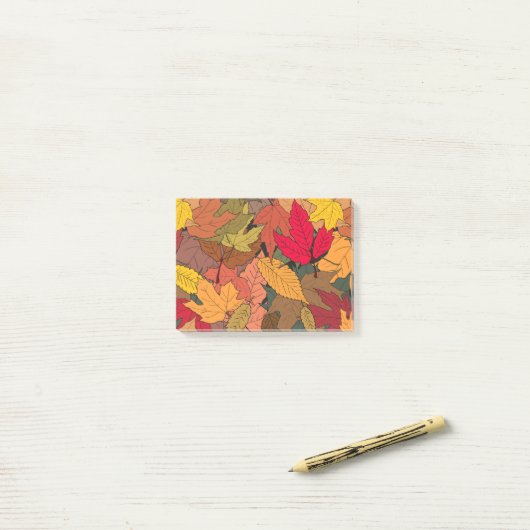Farbige Herbstblätter Post-it Klebezettel (Auf Schreibtisch)