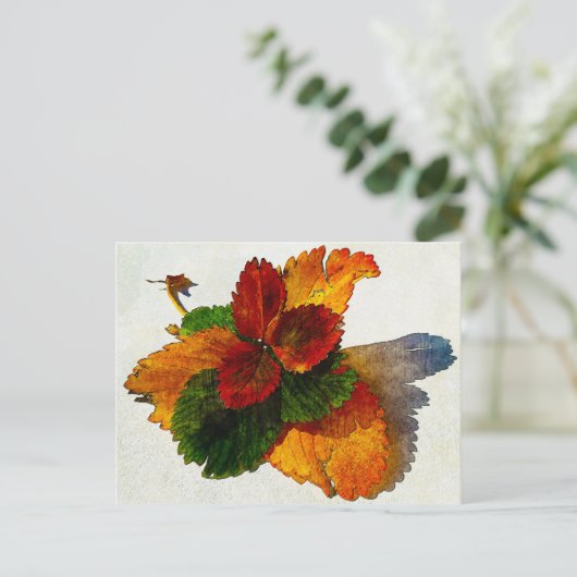 Farbige Herbstblätter Postkarte (Stehend Vorderseite)