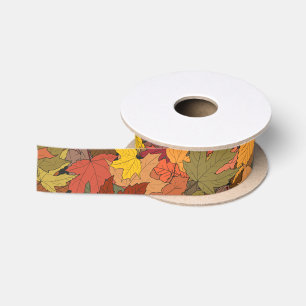 Farbige Herbstblätter Satinband