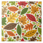Farbige Herbstblätter und Acornmuster Fliese (Vorderseite)