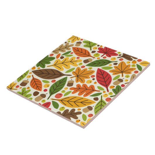 Farbige Herbstblätter und Acornmuster Fliese (Seite)