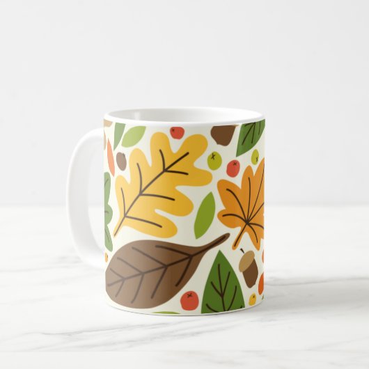 Farbige Herbstblätter und Acornmuster Kaffeetasse (Vorderseite Links)