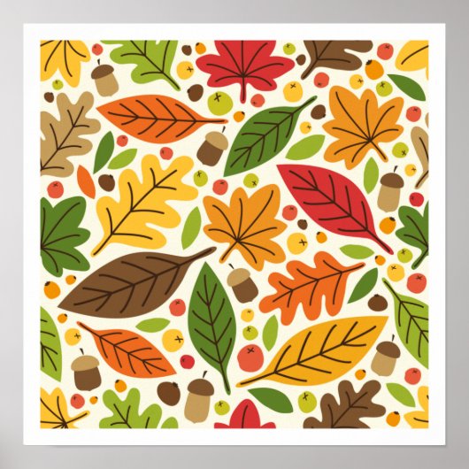 Farbige Herbstblätter und Acornmuster Poster (Vorne)