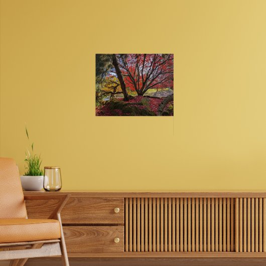 Farbige Herbstblätter und Baumlandschaft Poster (Wohnzimmer 2)