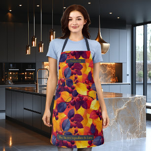 Farbige Herbstblätter- und Beeren-Design Schürze