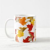 Farbige Herbstblätter und Mushroom-Monogramm Kaffeetasse (Links)