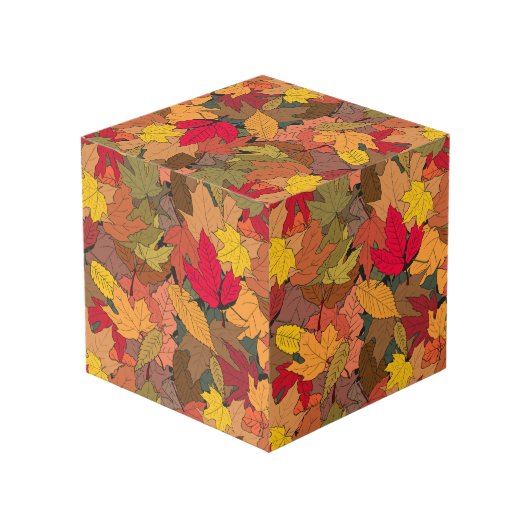 Farbige Herbstblätter Würfel (Rückseite Schrägansicht)