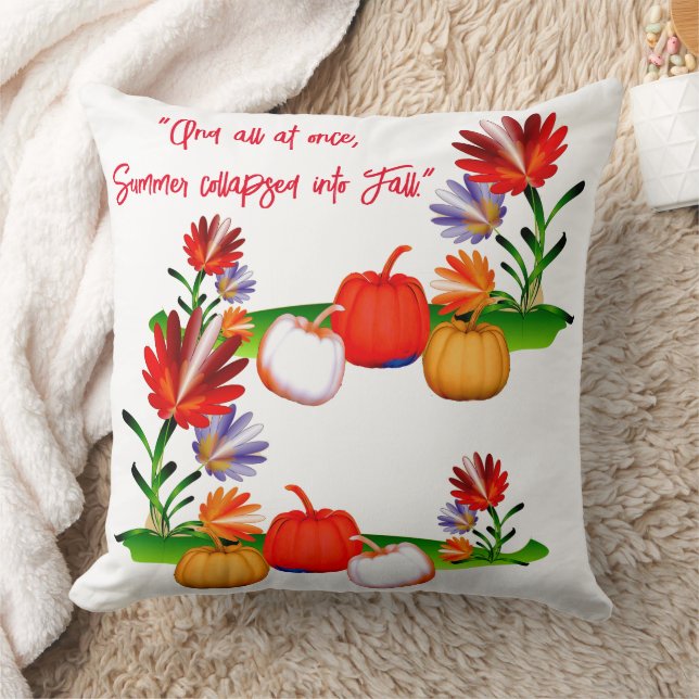 Farbige Herbstfarbe Grüne Blätter Kürbis Kissen (Decke)