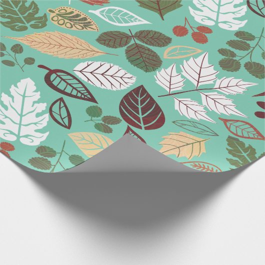 Farbige Herbstfarben Blätter Muster Geschenkpapier (Ecke)