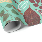 Farbige Herbstfarben Blätter Muster Geschenkpapier (Rolleneckpunkt)