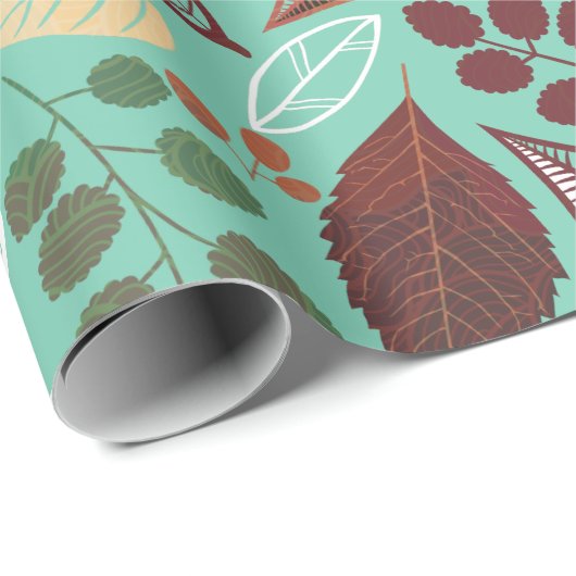 Farbige Herbstfarben Blätter Muster Geschenkpapier (Rolleneckpunkt)