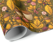 Farbige Herbstkernen, Blätter & Blume Muster Geschenkpapier (Rolleneckpunkt)