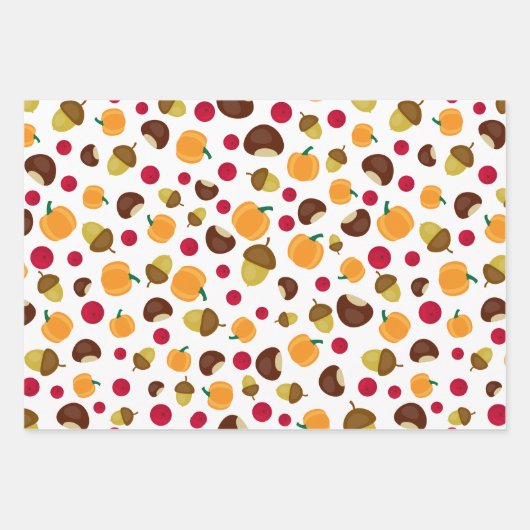 Farbige Herbstkugel Pumpkin Berries Muster Geschenkpapier Set (Vorderseite 3)