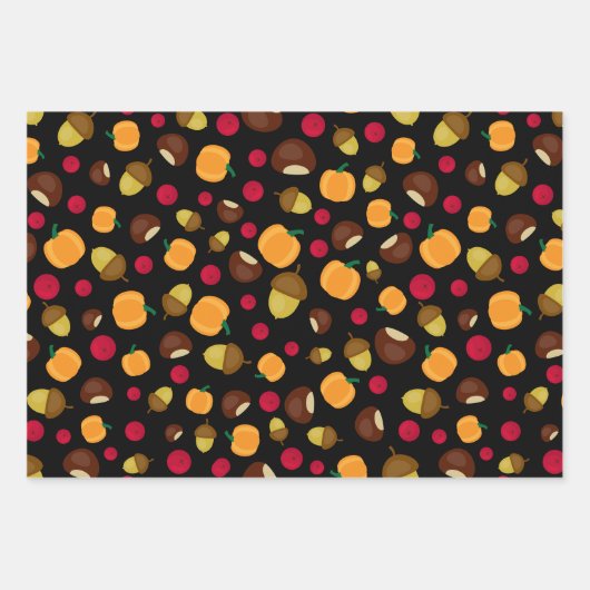 Farbige Herbstkugel Pumpkin Berries Muster Geschenkpapier Set (Vorderseite 2)