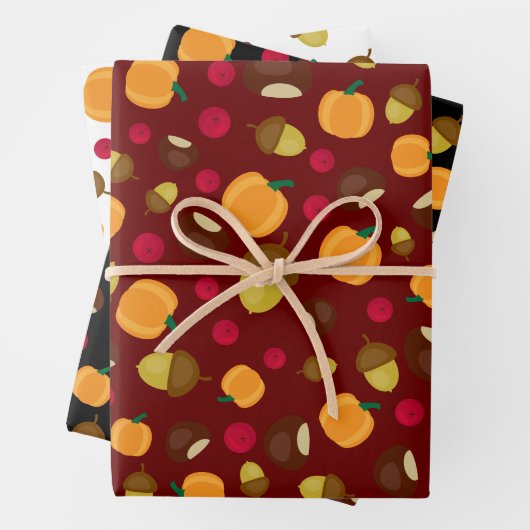 Farbige Herbstkugel Pumpkin Berries Muster Geschenkpapier Set (Beispiel)