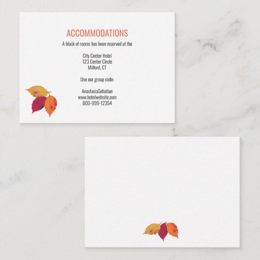 Farbige Herbstlaub für Hochzeitsgäste Begleitkarte (Vorne/Hinten)