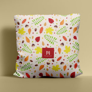 Farbige Herbstlaub individuelle Name-Monogramm Kissen