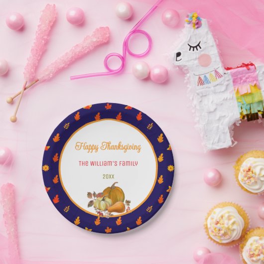 Farbige Herbstlaub Muster Erntedank Party Pappteller (Party)