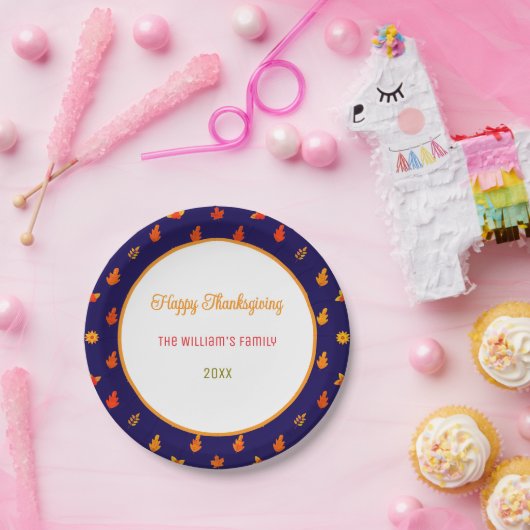 Farbige Herbstlaub Muster Erntedank Party Pappteller (Party)