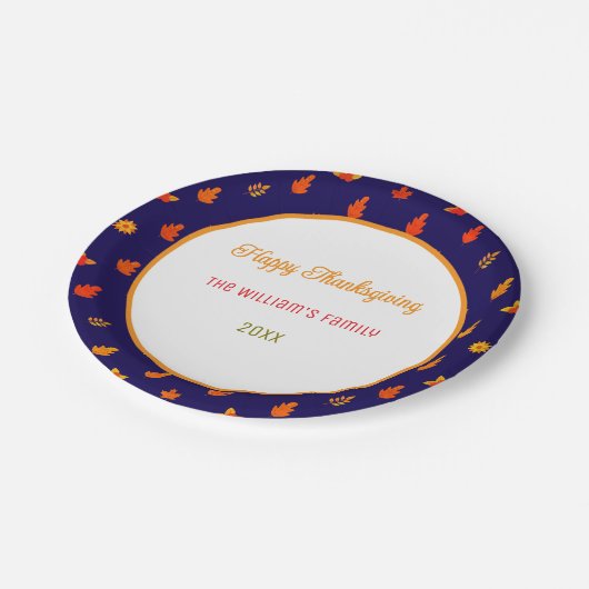 Farbige Herbstlaub Muster Erntedank Party Pappteller (Schrägansicht)