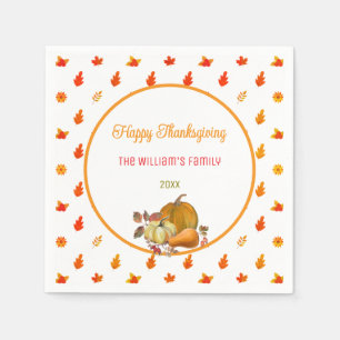 Farbige Herbstlaub Muster Erntedank Party Serviette