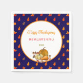 Farbige Herbstlaub Muster Erntedank Party Serviette (Vorderseite)