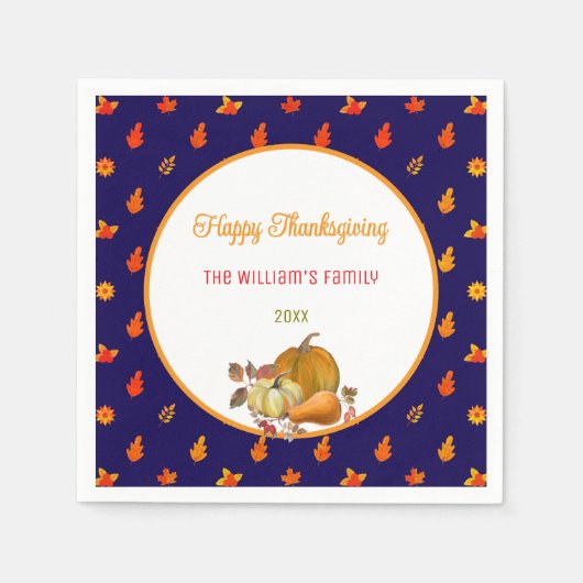Farbige Herbstlaub Muster Erntedank Party Serviette (Vorderseite)