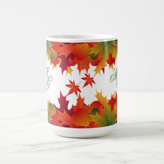 farbige Herbstlaub und Pumpkins Monogram Kaffeetasse (Mittel)