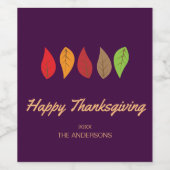 Farbige Herbstlaube, Erntedank Personalisiert Weinetikett (Einzelnes Label)