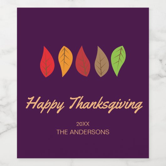 Farbige Herbstlaube, Erntedank Personalisiert Weinetikett (Einzelnes Label)