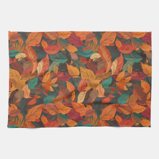 Farbige Herbstlaube Geschirrtuch (Horizontal)