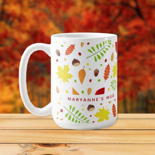 Farbige Herbstlaube individuelle Name Kaffeetasse